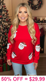 Red long sleeve with SANTA Sequin Patches