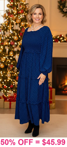 Blue Smocked Maxi Dress