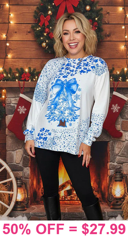 Blue & White floral Christmas tree top