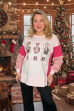 M, XL, 2X, 3X Pink NUTCRACKER Sweater with fuzzy sleeves
