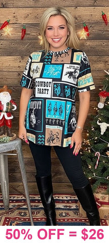 Cowboy Party Western Printed top