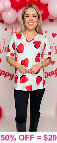 White Top with Red Hearts