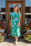 Green printed drawstring Dress