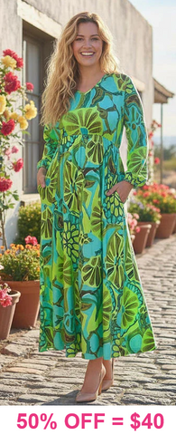 Green and Turquoise Maxi Dress