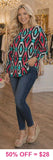 Turquoise Coral Tribal Long Sleeve Top