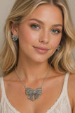 Silver Bow Necklace with Earrings
