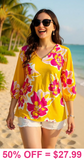 Yellow Top With Pink Flowers