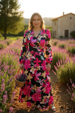 Floral Maxi Wrap Around Dress with Tie Belt