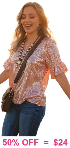 Rose Gold sequin blouse