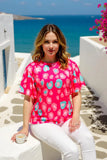 Hot Pink & Turquoise leopard top