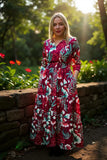 Maroon Floral Printed Dress