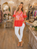 Pink & Orange Ruffle Top