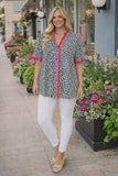 TOP SELLER : Leopard top with pink stripe detail