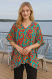 Turquoise paisley poncho top