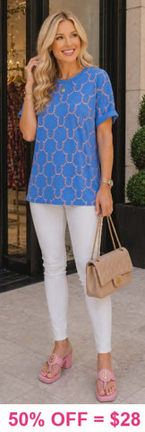 Blue Horseshoe printed top