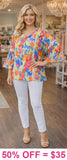 Floral Bell Sleeve Blouse