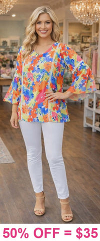 Floral Bell Sleeve Blouse