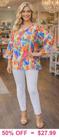 Floral Bell Sleeve Blouse