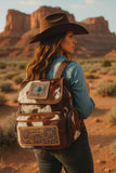 Western Genuine Leather cow hide backpack w/ tooling & concho