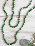 Olive Green Crystal Long Beaded 60" Layering Necklace