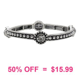 Silver stretch bracelet with rhinestone detail