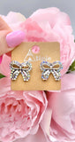Bling bow earrings silver setting