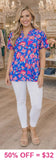 Beautiful Blue, Floral, flutter top