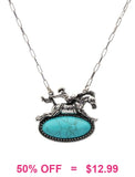 Bronc Rider Turquoise Oval necklace