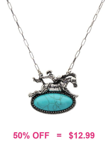 Bronc Rider Turquoise Oval necklace