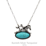 Bronc Rider Turquoise Oval necklace