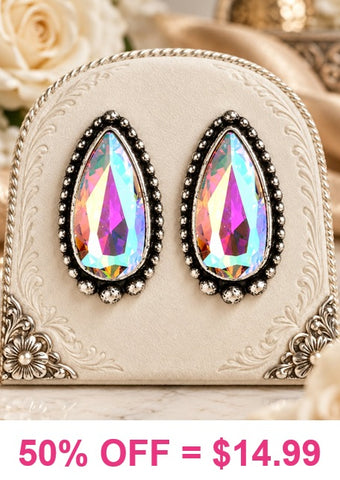 Bling AB Large Teardrop stud earrings
