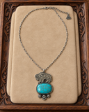 Silver necklace with Buffalo & Turquoise stone pendant