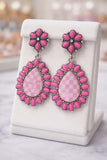 Pink checkered teardrop earrings
