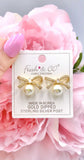 Bling Bow Pearl stud earrings (silver or gold)