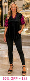 Black Velvet Pink embroidery blouse