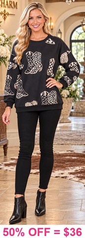 Black Western print sweatshirt