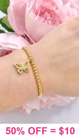 Gold bracelet with bling Butterfly