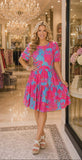 Turquoise Dress Pink Floral Print