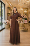 PRE-ORDER : Brown Mesh Dress with lining