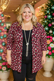 Maroon & White Leopard drape front cardigan
