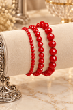 Red Crystal Stretch Bracelets - 3 pc set