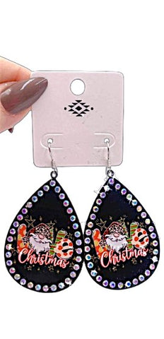 LOVE Christmas black teardrop earrings