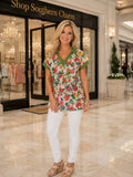 Floral & Olive Collar top