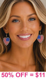 USA Flag beaded heart earrings