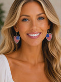 USA Flag beaded heart earrings
