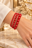 Red Crystal Stretch Bracelets - 3 pc set