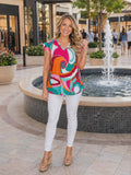 Colorful Swirl cap sleeve top