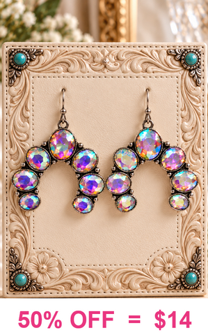 Bling AB Rhinestone squash blossom earrings
