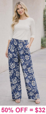 Blue floral pants