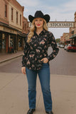 S, M, L, XL Black long sleeve top with Bronc rider print